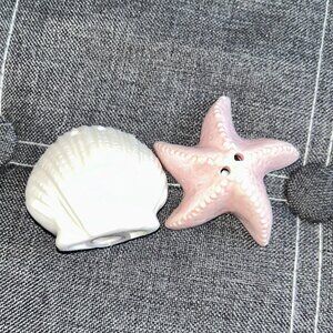 Pink Star Fish & Sea Shell Salt & Pepper Shakers